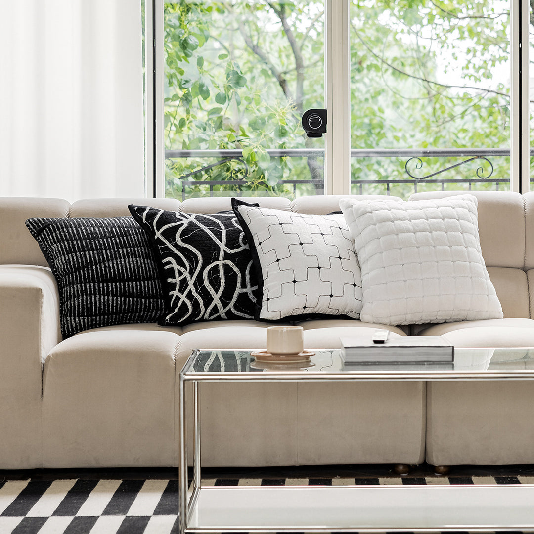 Designer decorative pillow with modern line pattern