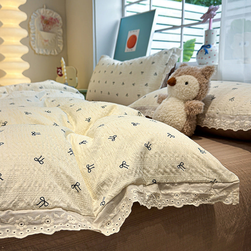 Floral Embroidered Quilted Bedspread