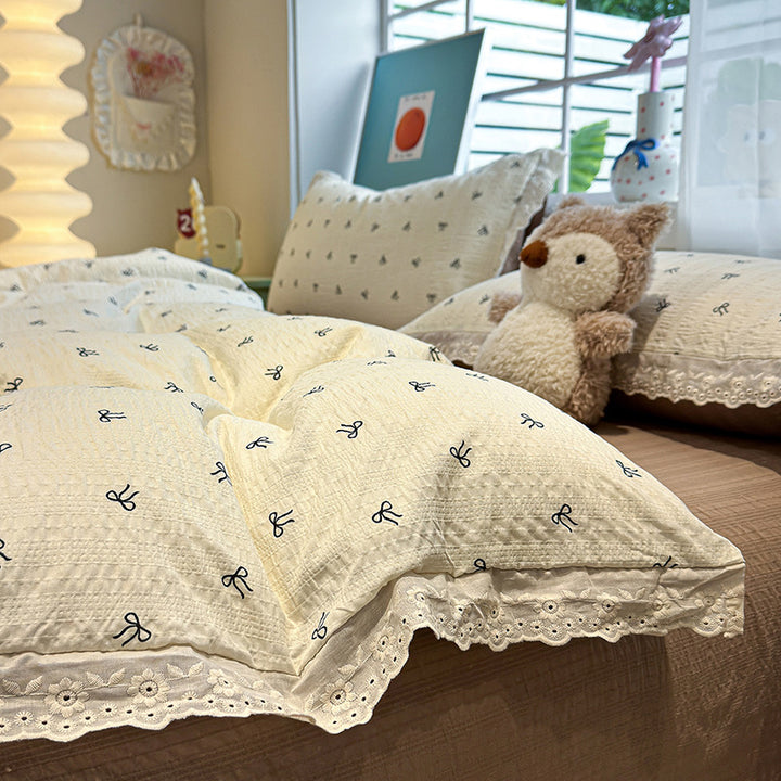 Floral Embroidered Quilted Bedspread