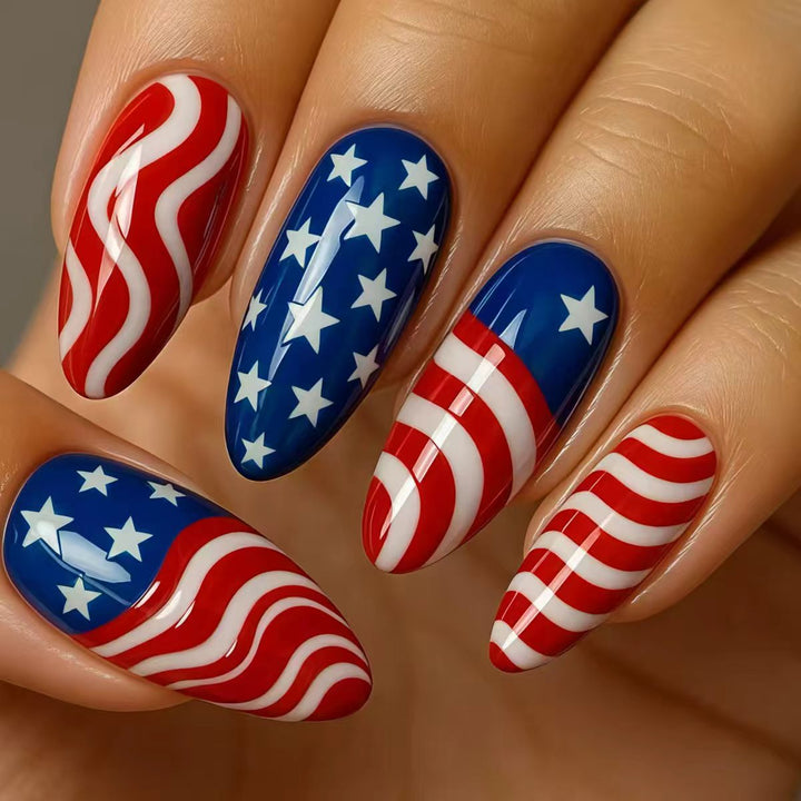 Artificial Nails In Patriotic Stars And Stripes Design Stornfield