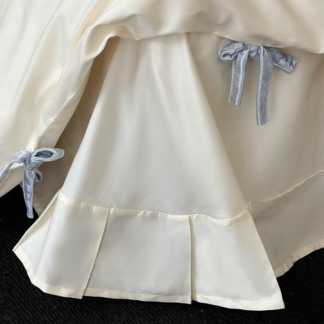 Embroidered Floral Cotton Sateen Duvet Cover Set with Velvet Tie Closures