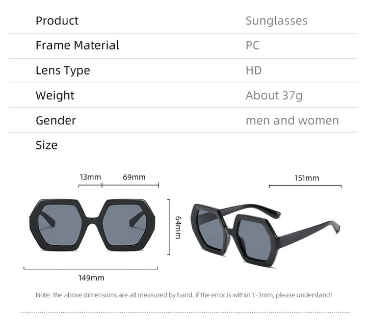 Ladies hexagonal sunglasses with comfortable frame Stornfield
