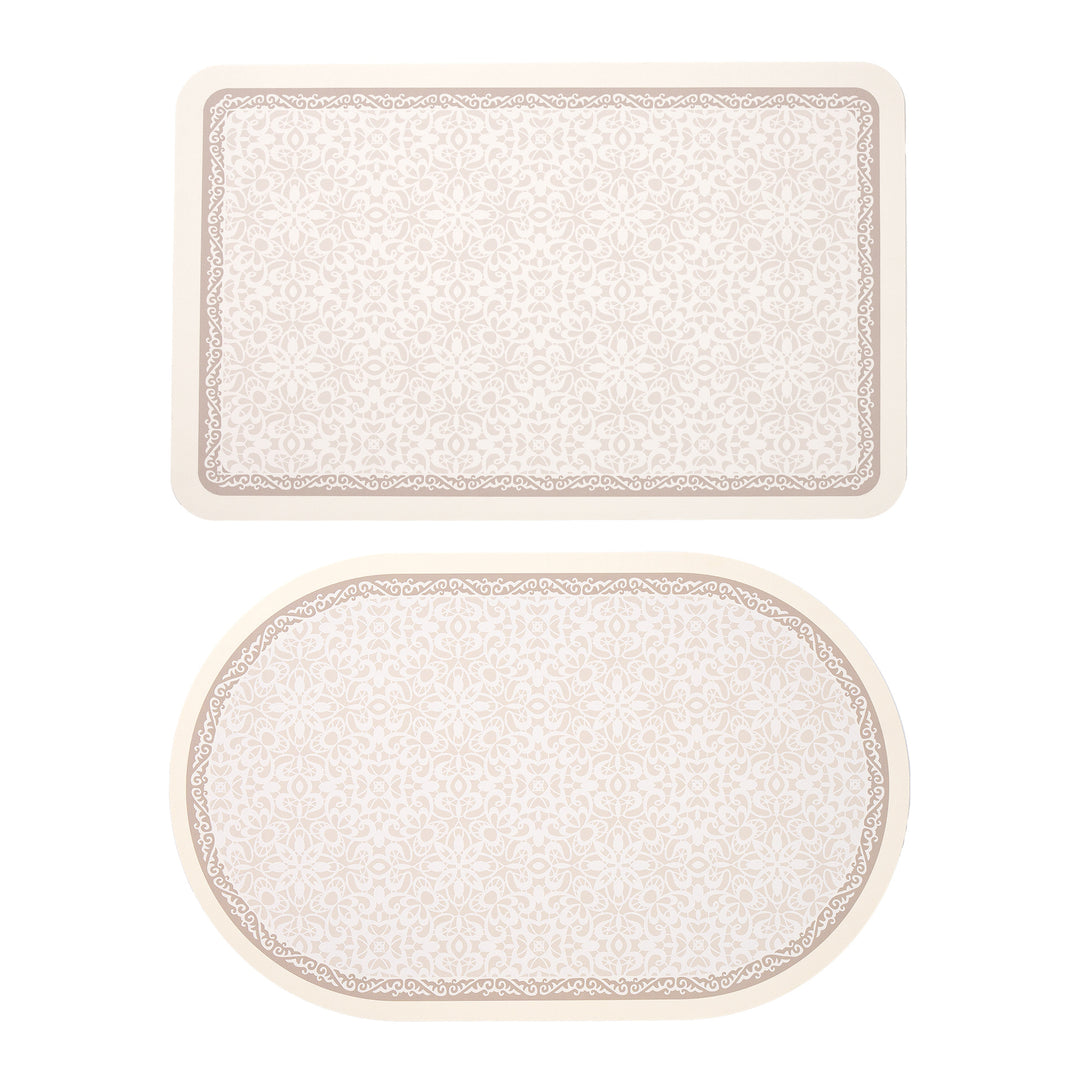 Stornfield Bath Mat Set made of soft microfiber with non-slip latex backing and delicate ornamental print