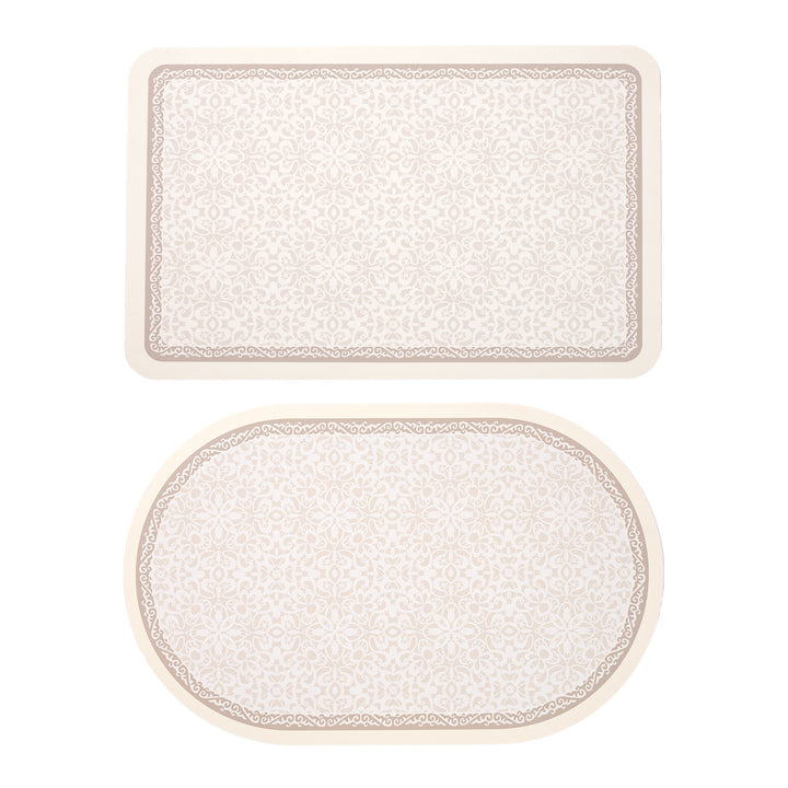 Stornfield Bath Mat Set made of soft microfiber with non-slip latex backing and delicate ornamental print