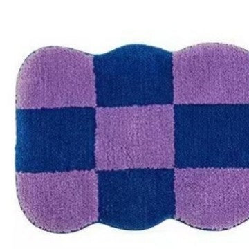 Sculpted Checkerboard Plush Microfiber Non-Slip Bath Rug