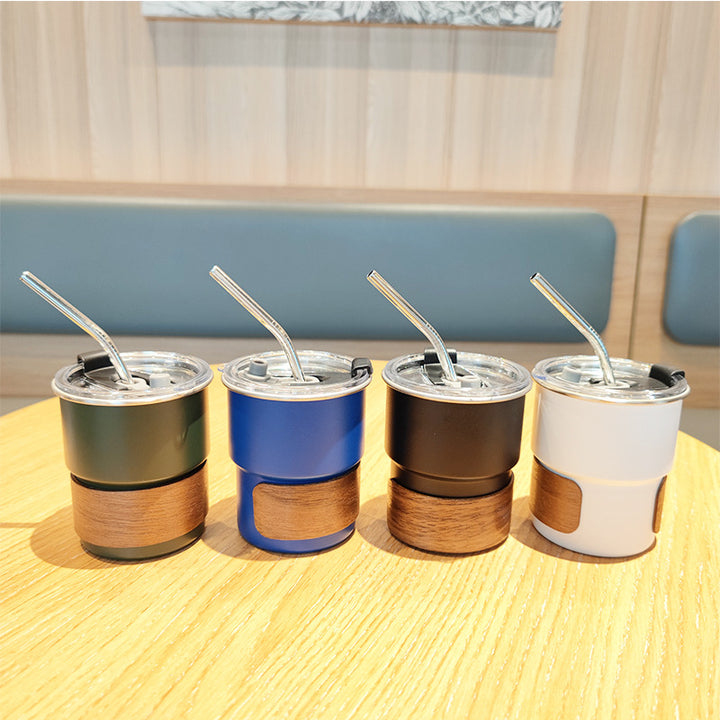 Ladies stylish stainless steel drinking cups with wood application Stornfield
