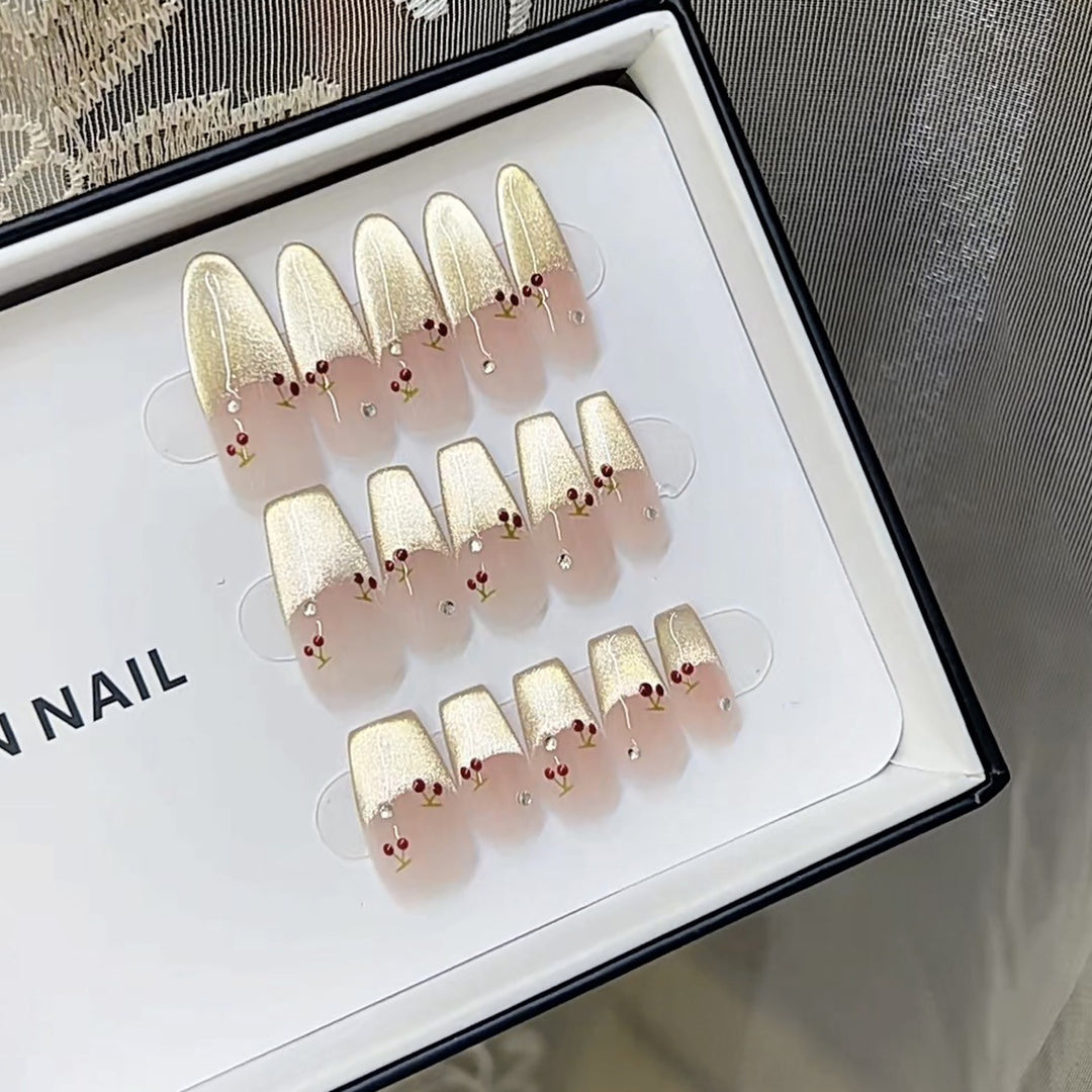 Artistic Floral-Decorated Press-On Nail Set Stornfield