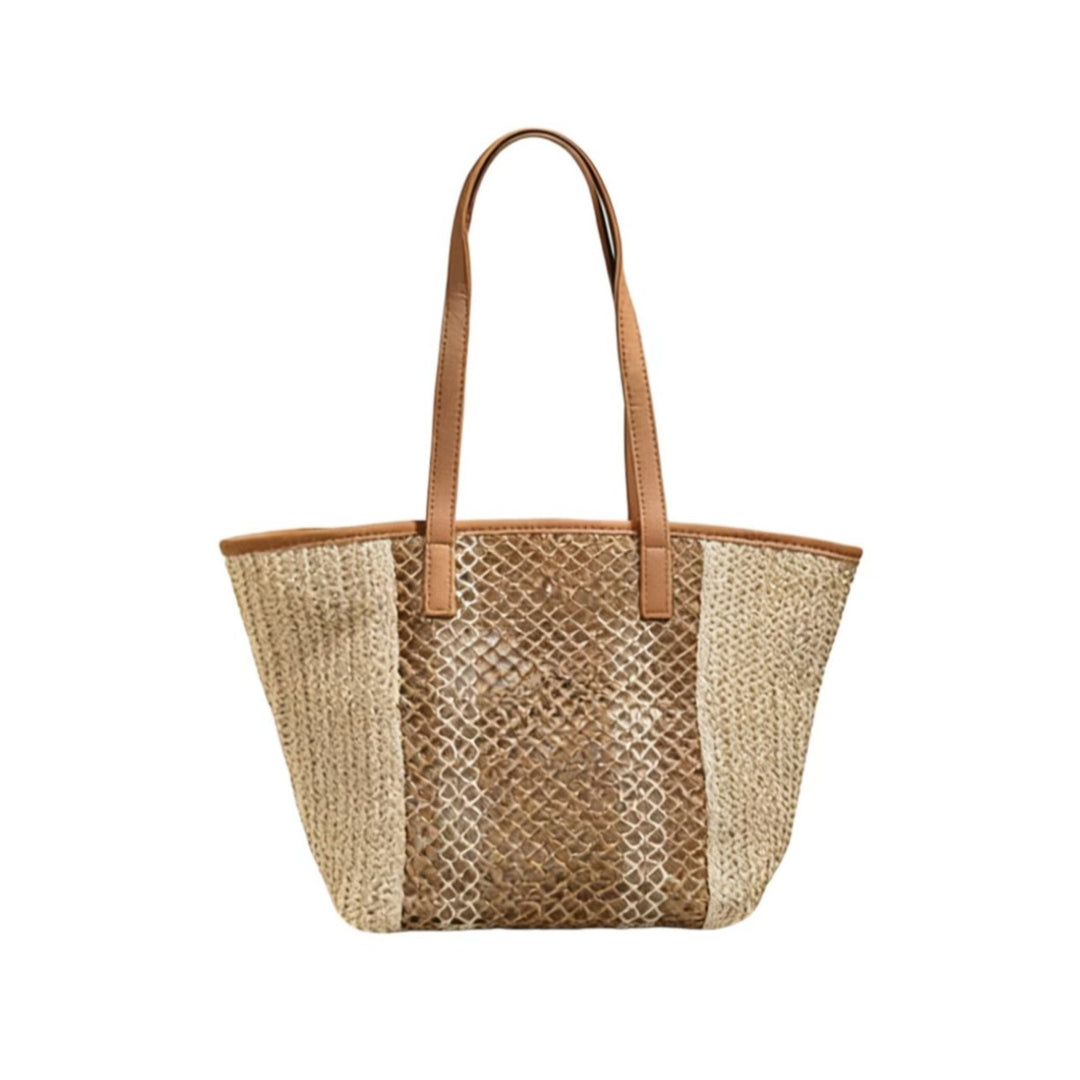 Elegant Bast Handbag with Leather Accents Stornfield