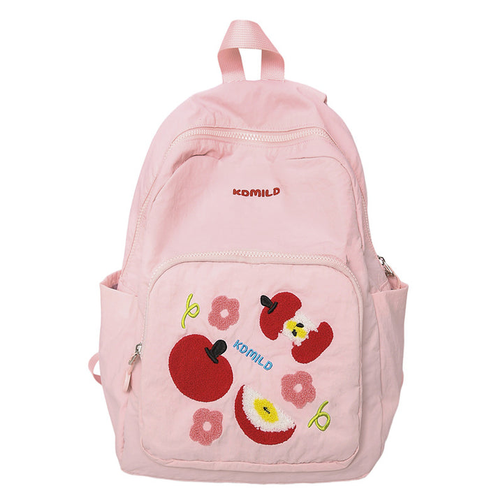 Casual Embroidered Apple Print School Backpack Stornfield