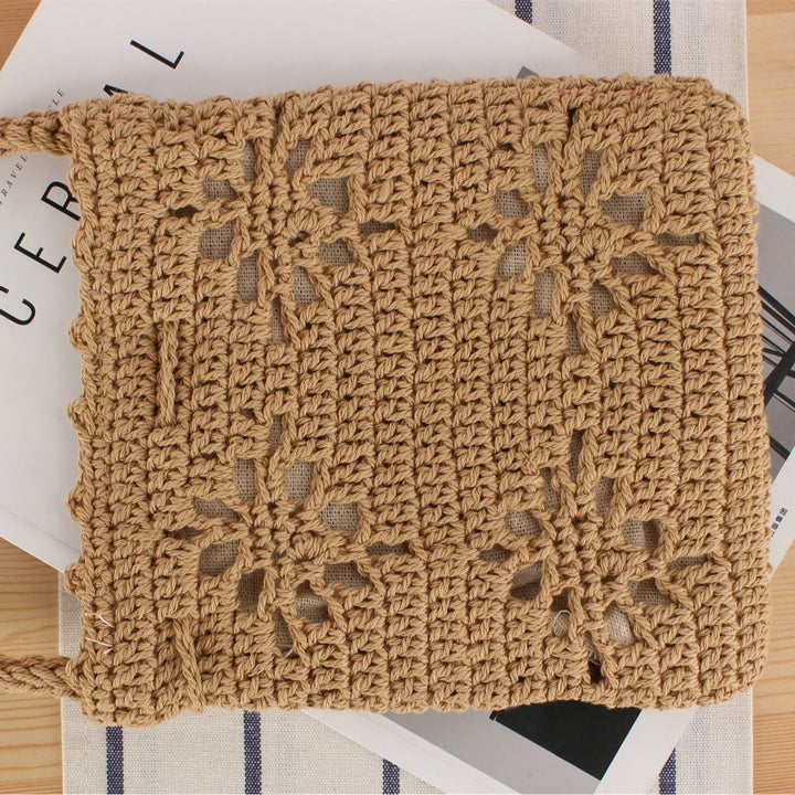 Handmade crochet shoulder bag with floral design Stornfield