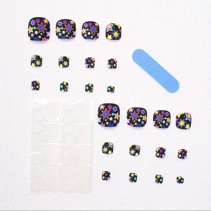 Nail art set with colorful star pattern Stornfield