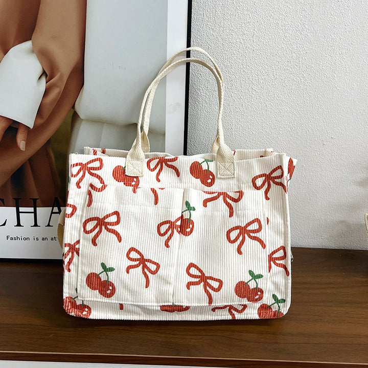 Charming Fruit-Print Tote Bag