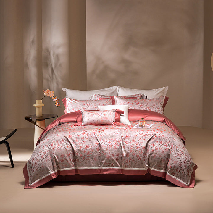 Luxury Satin-Blend Leopard Jacquard Duvet Cover Set with Contrast Border