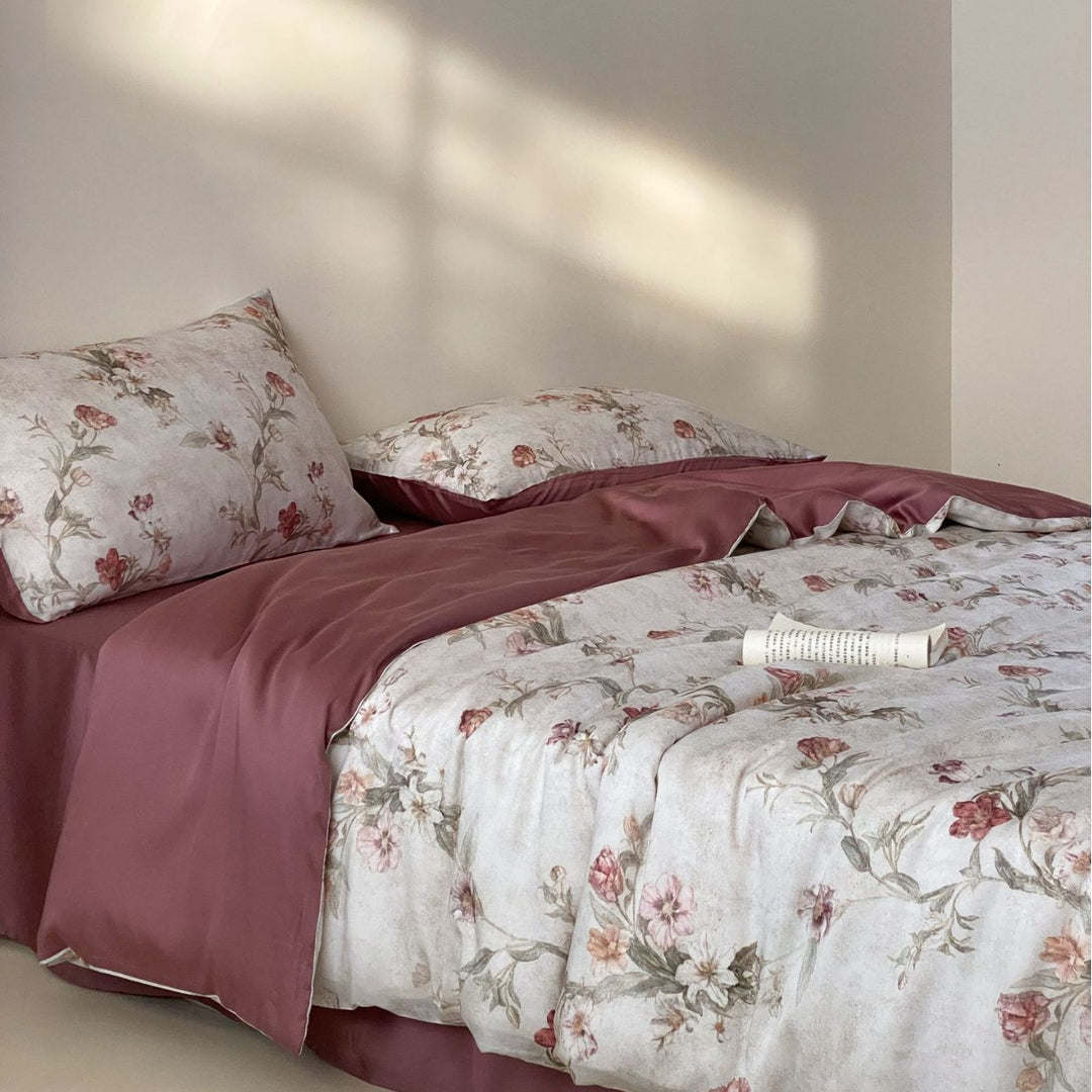 Luxury Lace-Trim Satin Duvet Cover Set