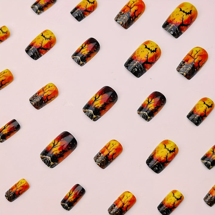 Creative Halloween Art Nails in Mysterious Night Design Stornfield