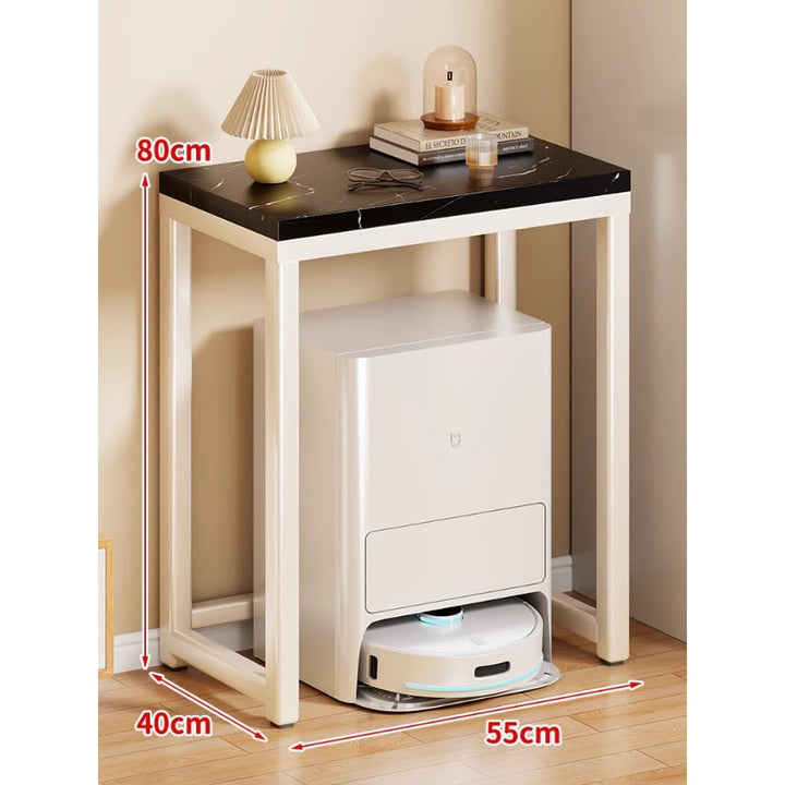Marble Top Gold Metal Console Stand for Robot Vacuum Dock and Entryway Organizer