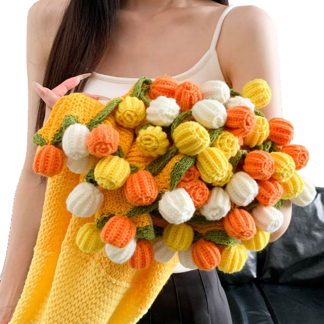 Elegant Handmade Flower Knitted Blanket Stornfield