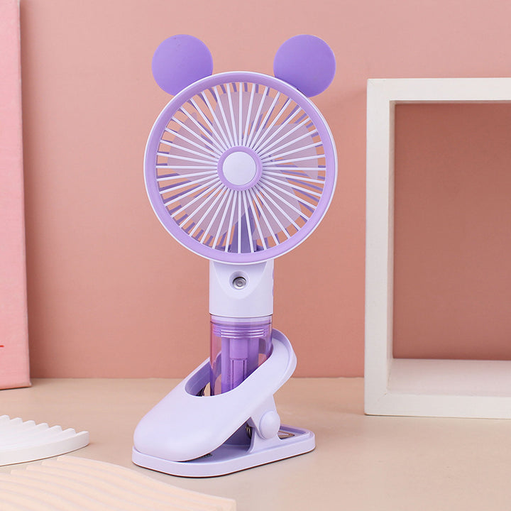 Cooling compact rechargeable clip-on misting handheld fan with detachable water reservoir and adjustable tilt Stornfield