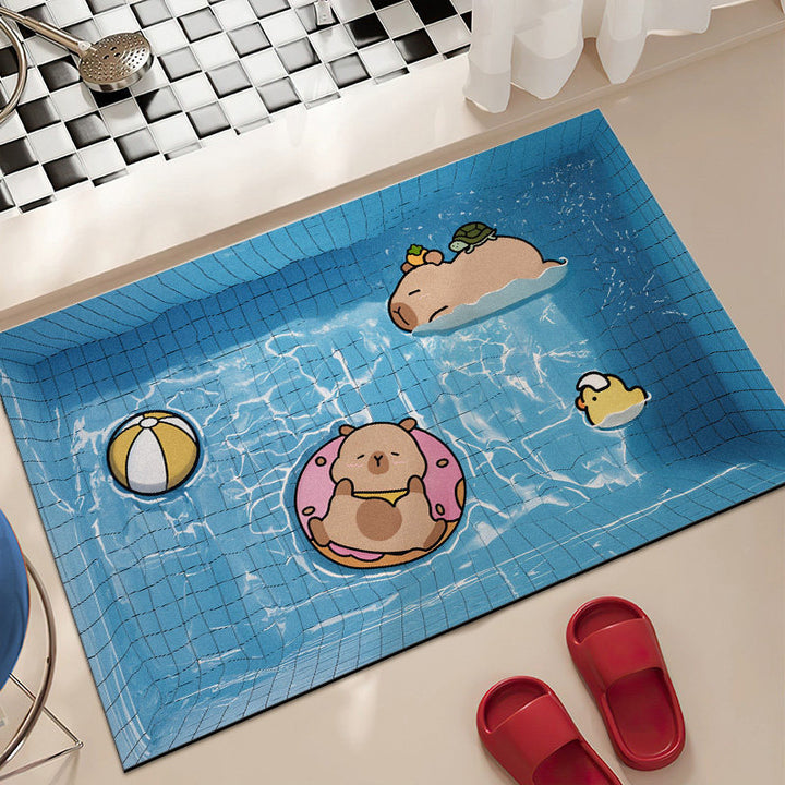 Cartoon Underwater-Themed Bath Mat