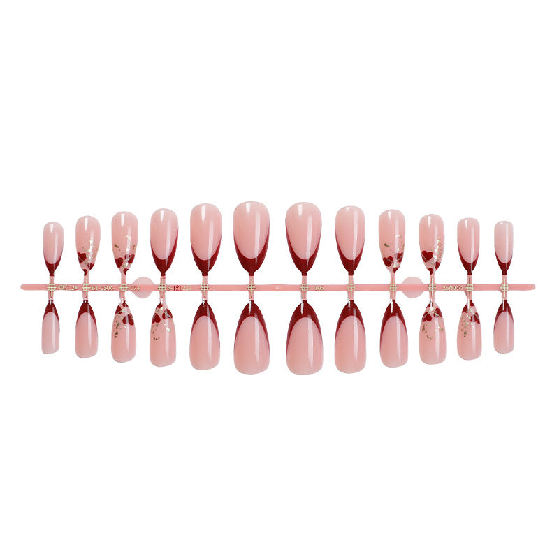 Elegant Stiletto Press-On Nail Set with Decorative Gold Accents Stornfield