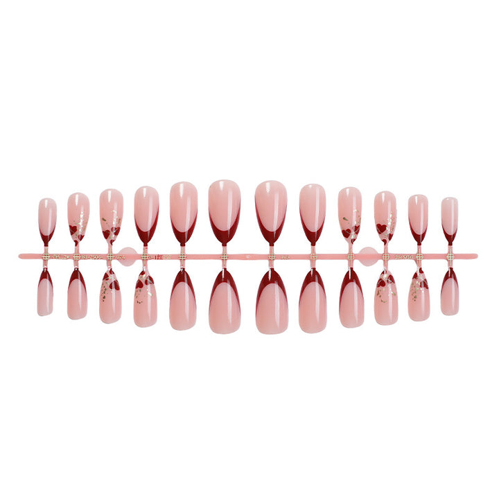 Elegant Stiletto Press-On Nail Set with Decorative Gold Accents Stornfield