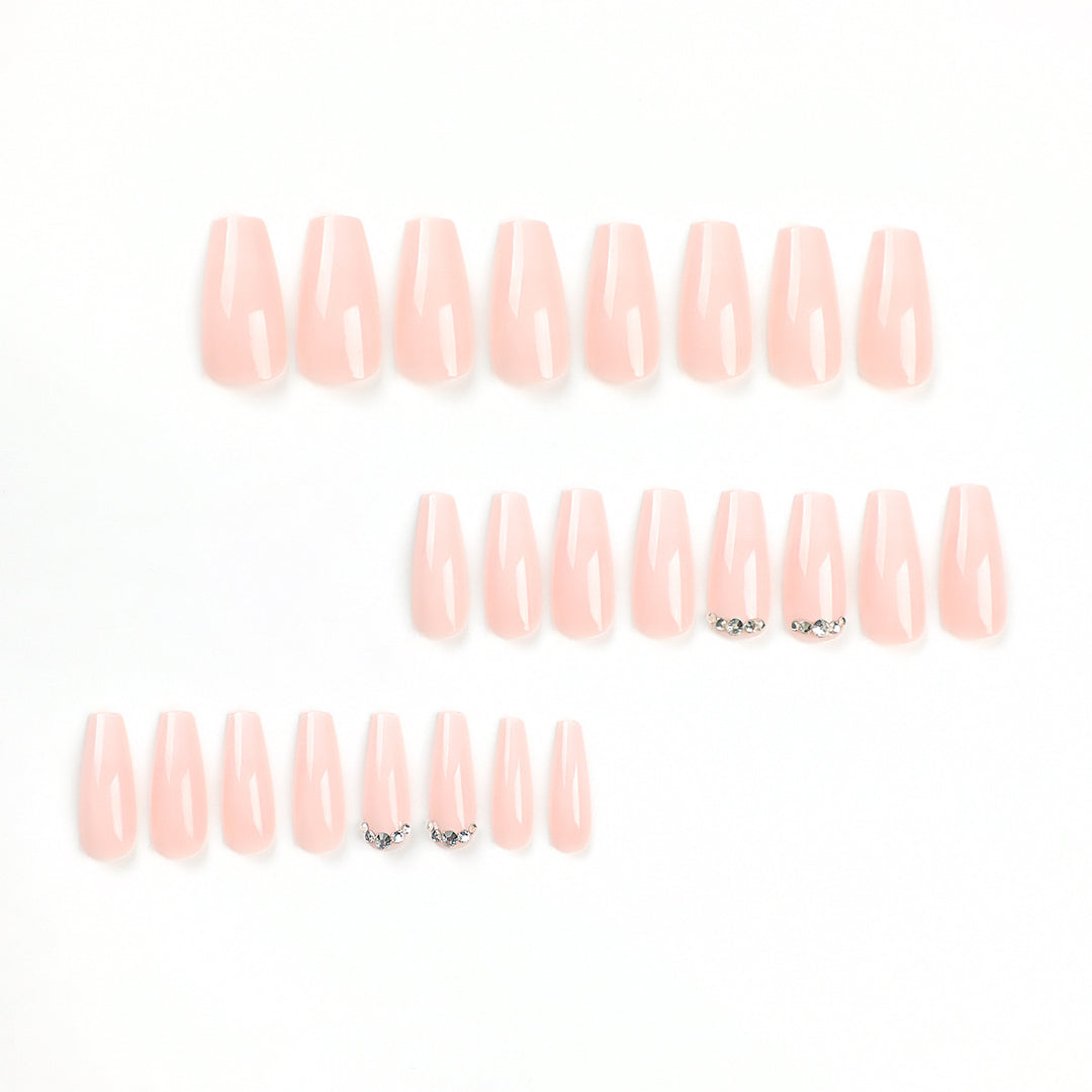 Artful Nail Extensions with Elegant Ombre Design and Rhinestone Accents Stornfield