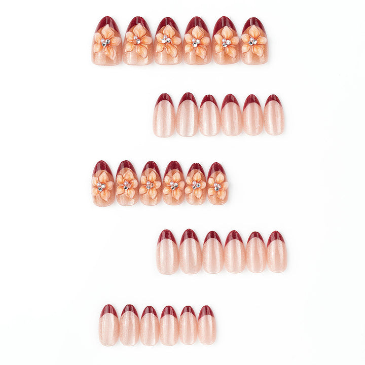 Decorative Press-On Nail Set with Floral Accents Stornfield 1787225159