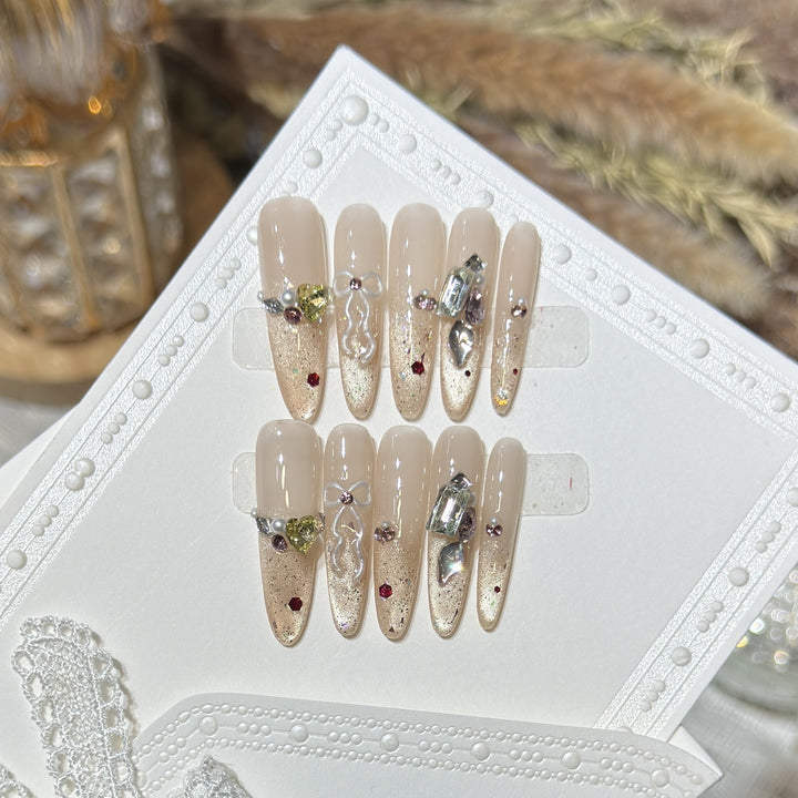 Decorative Stiletto Nail Art Set with Gem Accents Stornfield