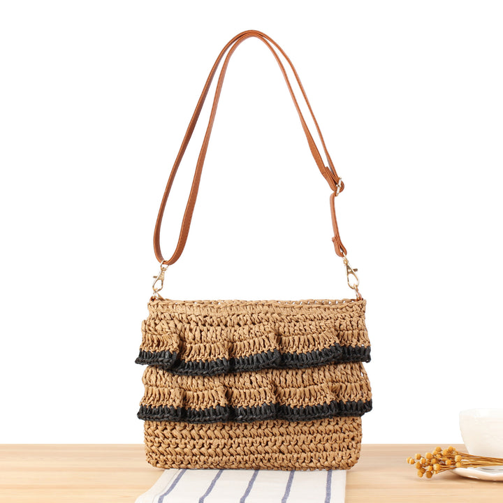 Handbag with Ruffle Design Made of Braided Straw Stornfield