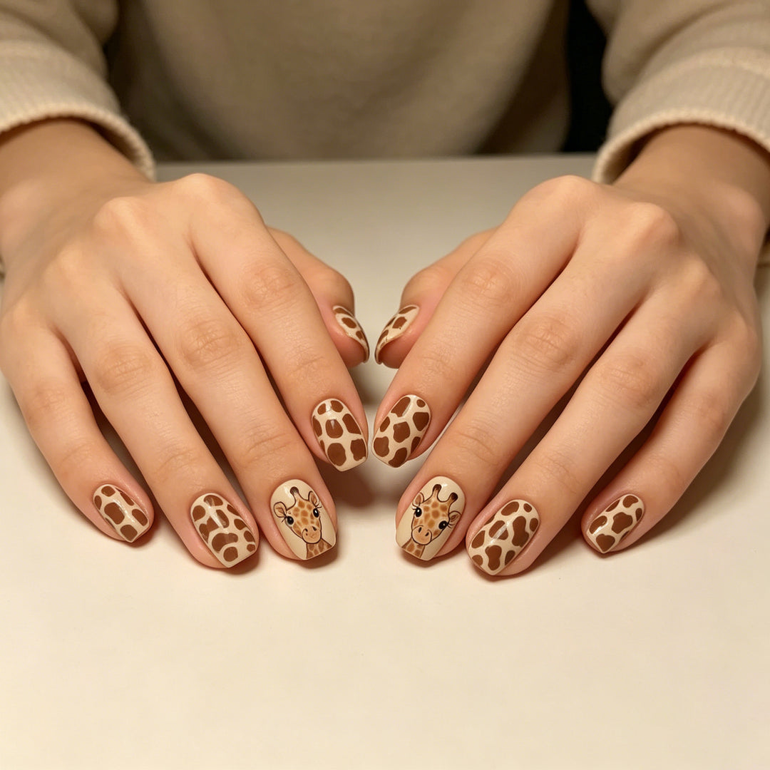 Artistic Giraffe-Themed Nail Art Extensions Stornfield