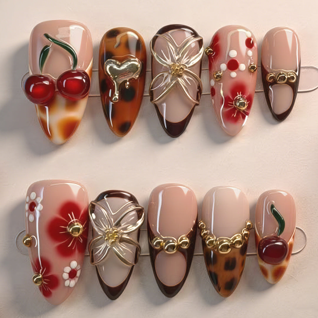 Artistic Floral Accent Press-On Nails Stornfield 1787225333