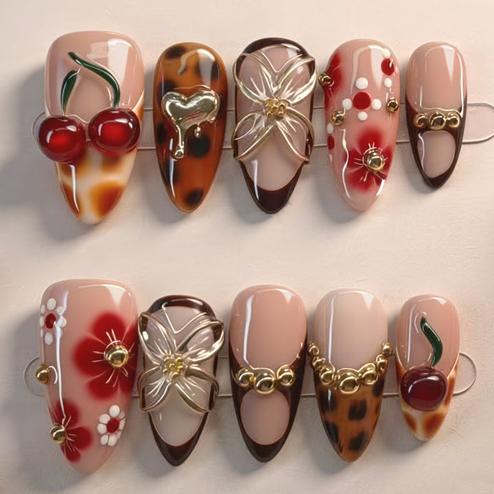 Artistic Floral Accent Press-On Nails Stornfield 1787225333