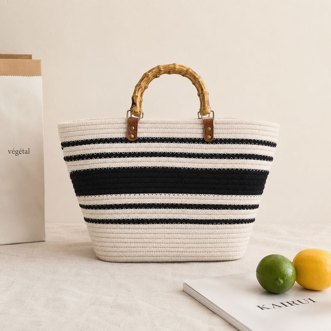 Stylish basket bag with bamboo handles Stornfield