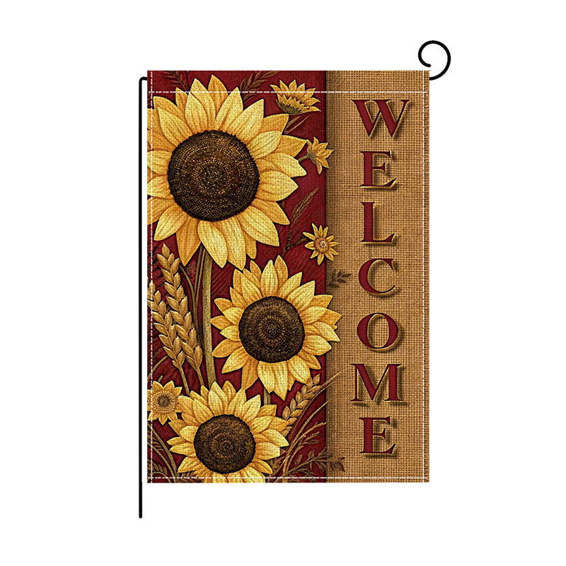 Outdoor Fall Sunflower and Pumpkin Decorative Garden Flag