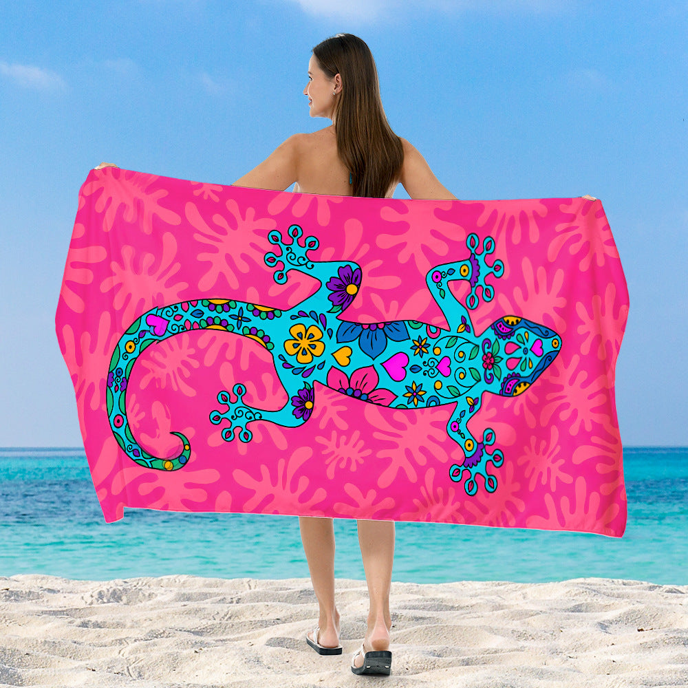 Beach towel with vibrant, colorful animal motif Stornfield