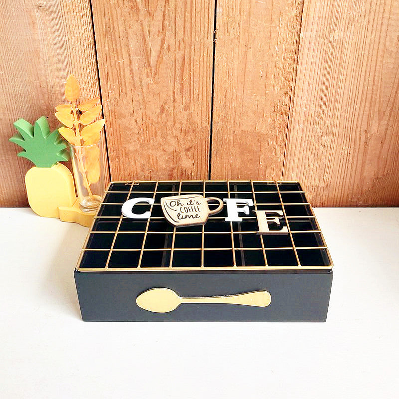 Coffee storage organizer with compartments
