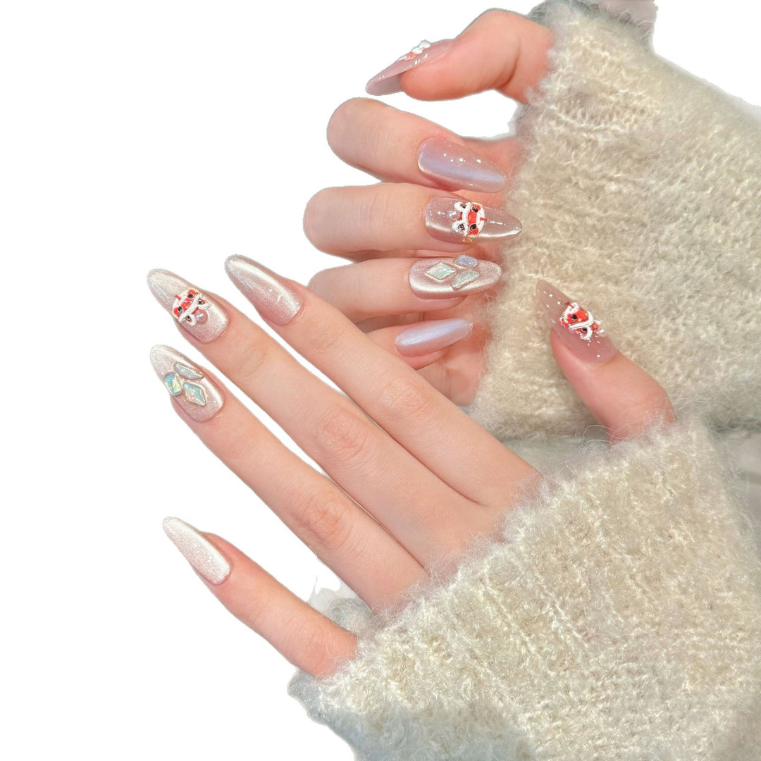 Decorative Press-On Nail Art Set with Elegant Floral Designs