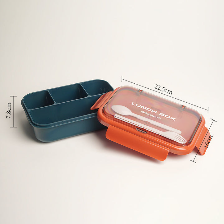 Multi-Compartment Bento Lunch Box with Built-in Utensils
