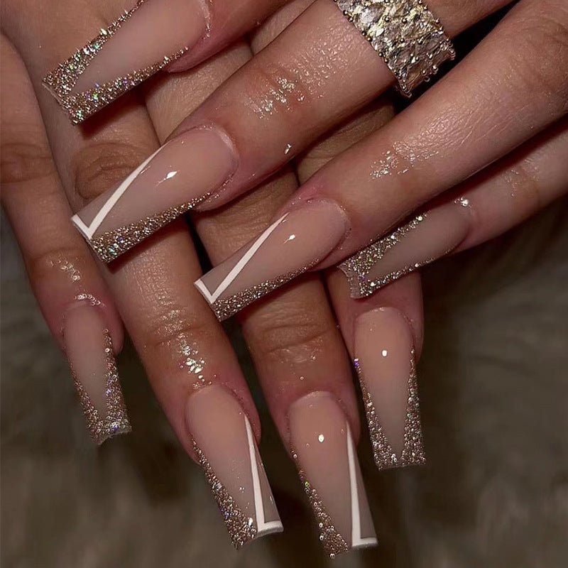 Elegant Glitter French Tip Acrylic Nails Stornfield