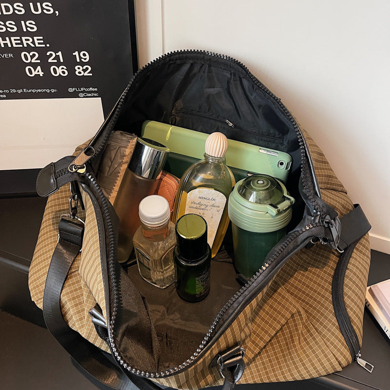 Sporty Travel Bag With Stylish Checkered Pattern Stornfield