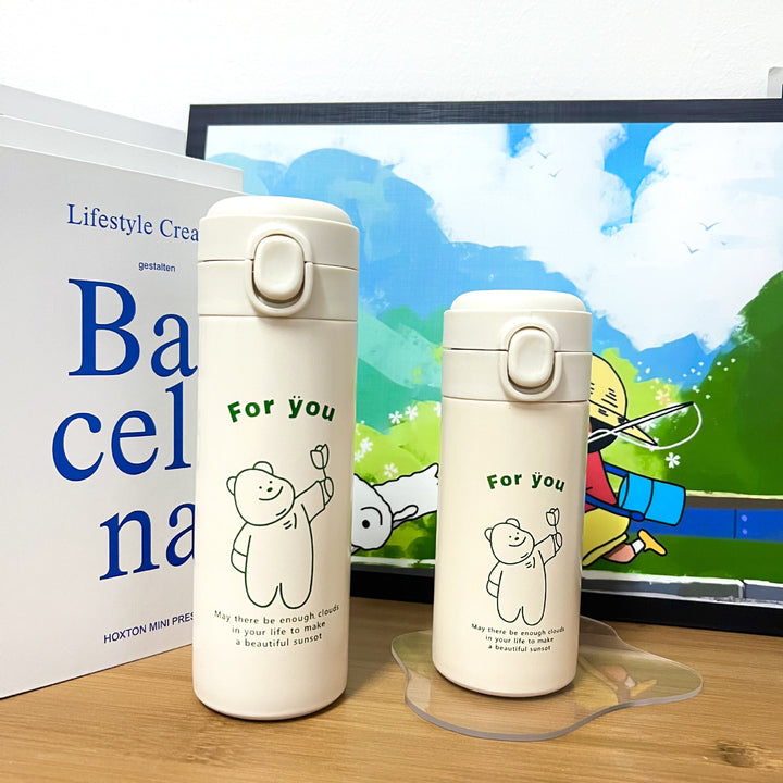Women's Insulated Water Bottle with Cute Animal Design and Practical Flip Lid Stornfield