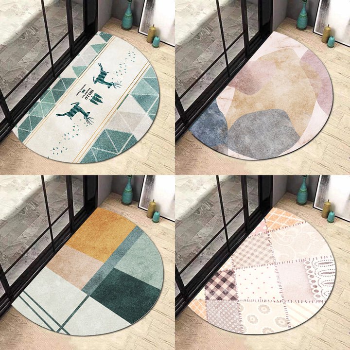 Geometric Patterned Half-Round Area Mat