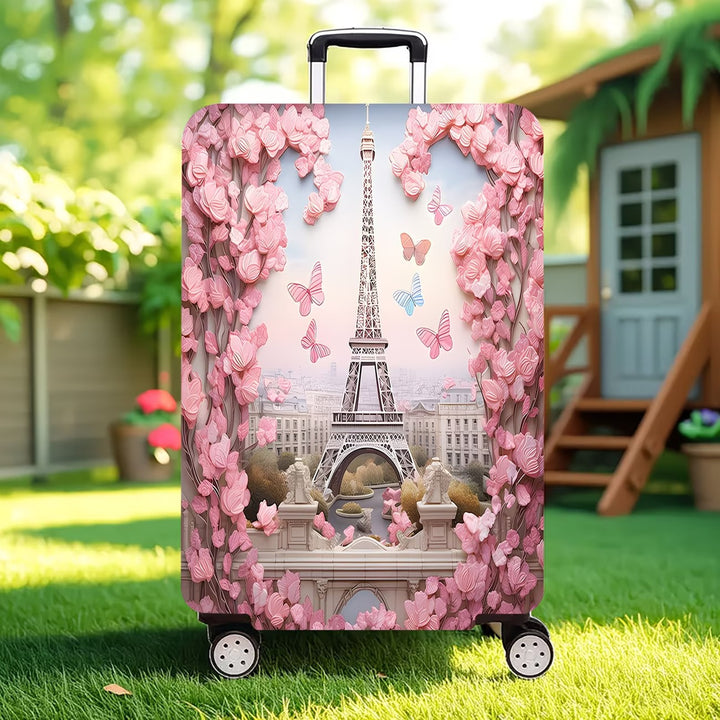 Unisex nan elastic suitcase cover with three-dimensional flower and butterfly design for trolley with zipper and slip-resistant interior fastening Stornfield