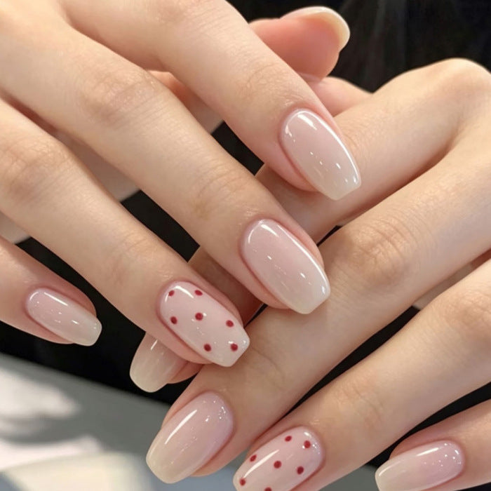 Artistic Press-On Nails with Elegant Polka Dot Design Stornfield