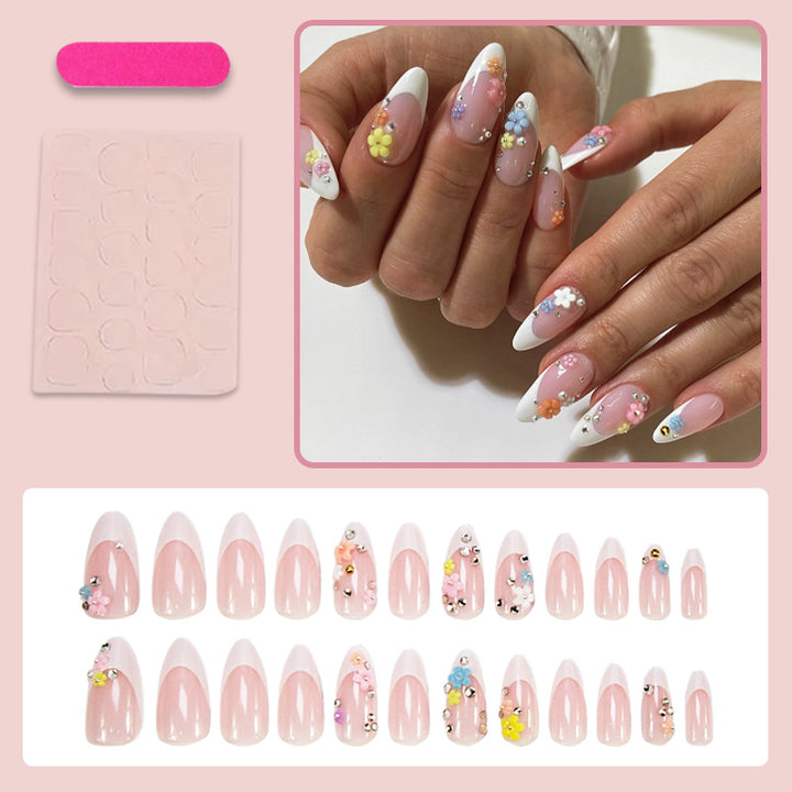 Acrylic Nail Set with Elegant Bows and Glamorous Accent Stornfield