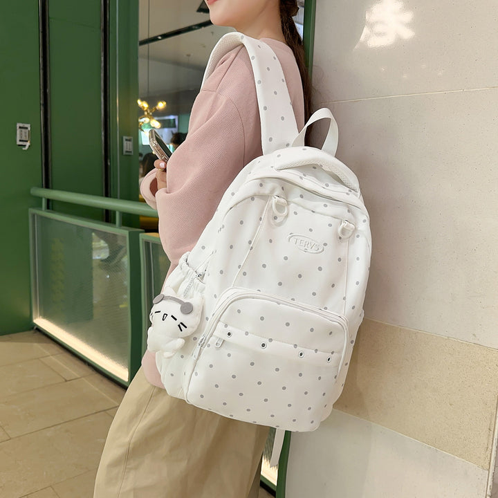 Polka Dot Print Backpack with Accessories Stornfield