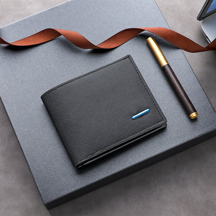 Textured Leather Folded Wallet Stornfield