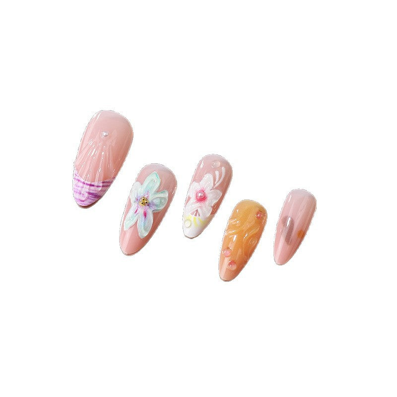 Artistic Floral Press-On Nail Set Stornfield