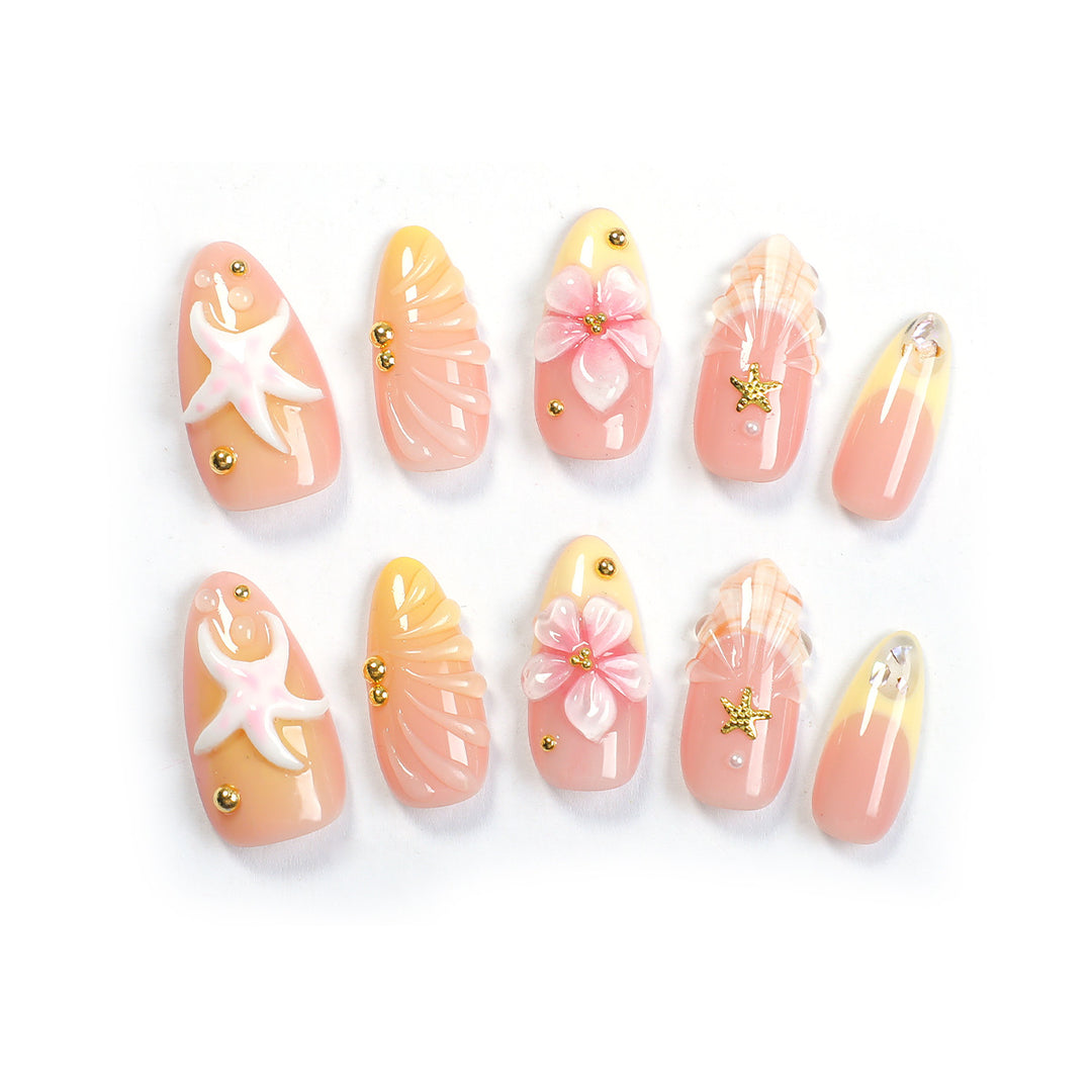Creative nail art set with maritime motifs and elegant embellishments Stornfield
