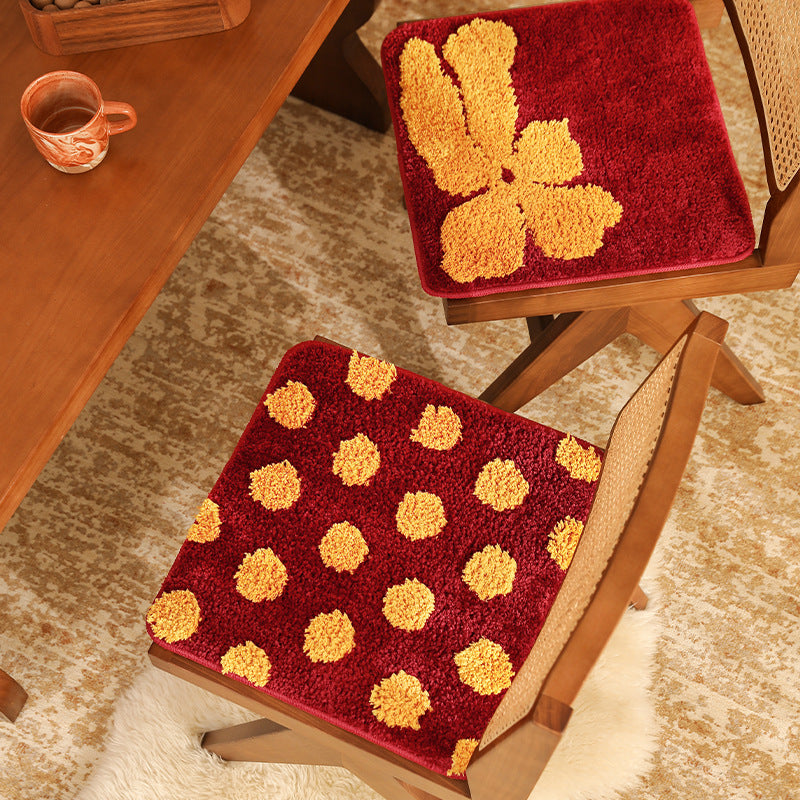 Square soft bath mat rug with three-dimensional pom-pom structure and non-slip backing